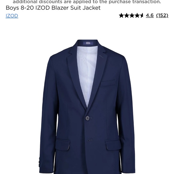 Boys IZOD blazer bank blue size 14 - Picture 6 of 6